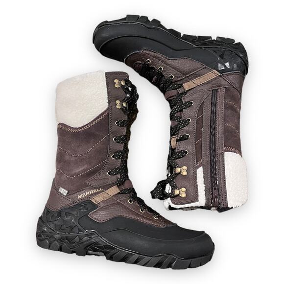 NWOT Merrell Espresso Aurora Tall Ice+ Waterproof Boots Women's Size 5 - Picture 5 of 8